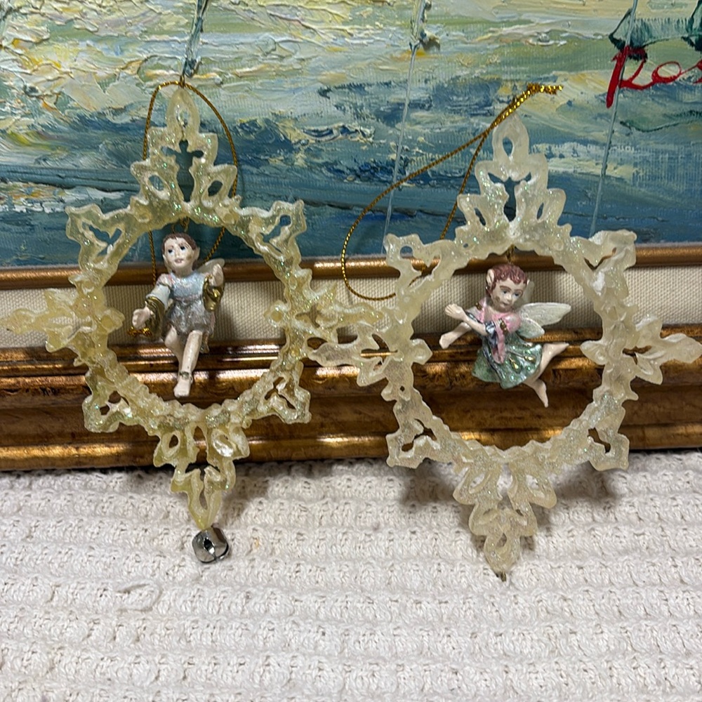 Vintage Pixie Fairy snowflake Ornaments